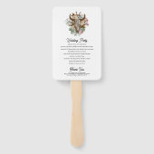 Western Land Boho Koe Schedel Wedding Programma Handwaaier (Achterkant)