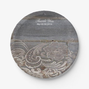 western land bruiloft met roestvrij hout papieren bordje