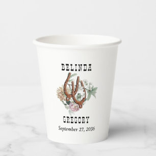 Western Land Cowboy Boho Koe Schedel Huwelijk Papieren Bekers