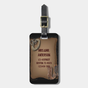 western land cowboy bruiloft bagagelabel