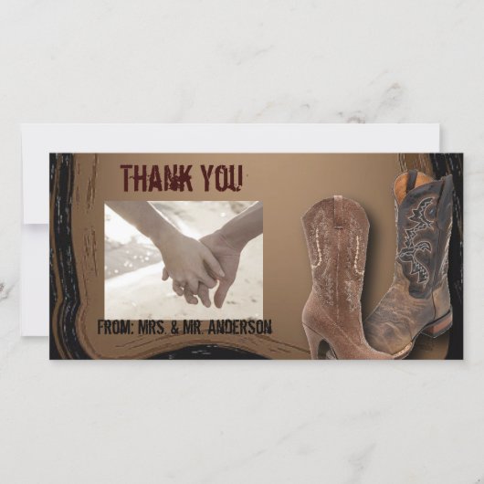 western land cowboy bruiloft bedankkaart (Voorkant)