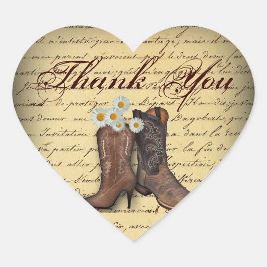 western land cowboy bruiloft hart sticker (Voorkant)