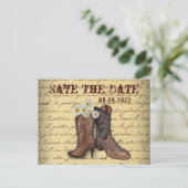 western land cowboy bruiloft opslaan van de datum aankondigingskaart (Staand voorkant)