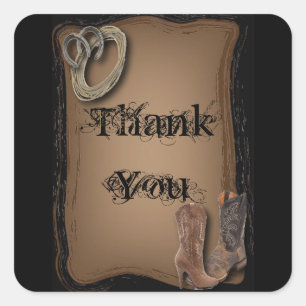 western land cowboy bruiloft vierkante sticker
