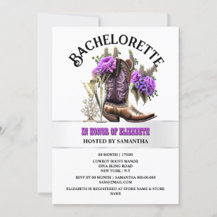 Western land cowgirl laarzen paarse bubbly glam kaart