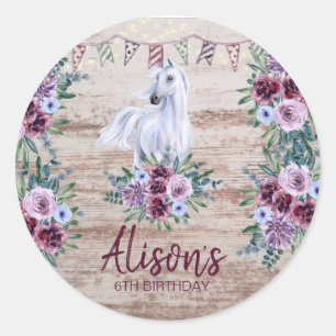 Western Land Cowgirl Rodeo Birthday Ronde Sticker