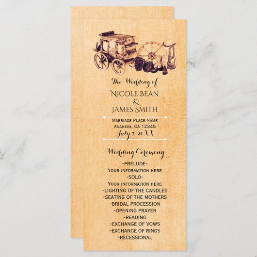 Western  Land Elegant Bruiloft Programma (Voorkant / Achterkant)