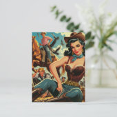  Western Land Girl Briefkaart (Staand voorkant)