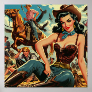  Western Land Girl Poster