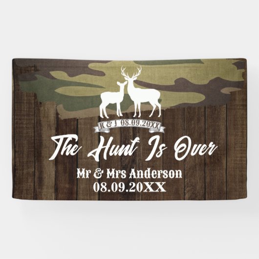 Western land herten De jacht is voorbij bruiloft Spandoek (Horizontaal)