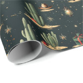 Western Land Kerst Rustieke Cactus Cadeaupapier (Rol Hoek)