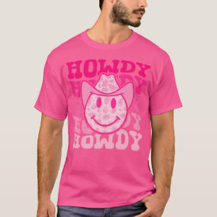 Western Land Koe Howdy Leopard Smile Face Cowgi T-shirt