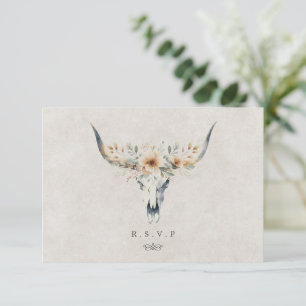 Western land longhorn bruiloft maaltijd keuzes RSV RSVP Kaartje