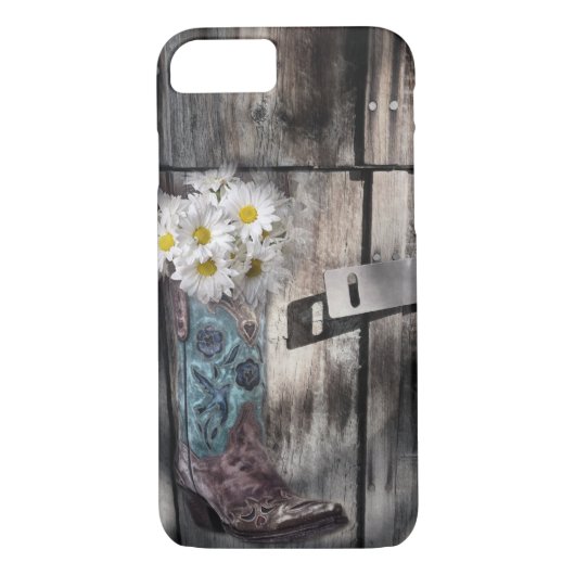 western land met bijtende houtcowboylaarzen Case-Mate iPhone case (Achterkant)