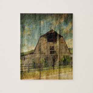 Western land met primitief hout in nood legpuzzel