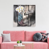 Western land met schuurhout canvas afdruk (Insitu (Woonkamer))