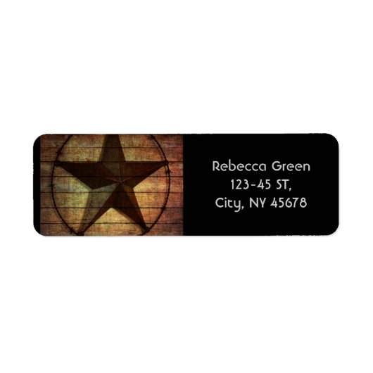 Western land Primitief Barn Wood Texas Star Etiket (Voorkant)