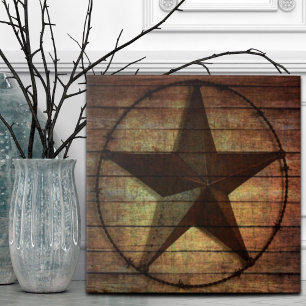Western land Primitief Barn Wood Texas Star Tegeltje