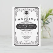 Western Land QR Code B&W Rustieke Bruiloft Kaart (Staand voorkant)