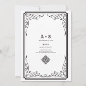 Western Land QR Code B&W Rustieke Bruiloft Kaart (Achterkant)