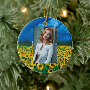 western land - roodbaars zomerzonnebloem keramisch ornament