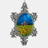 western land - roodbaars zomerzonnebloem tin sneeuwvlok ornament (Links)