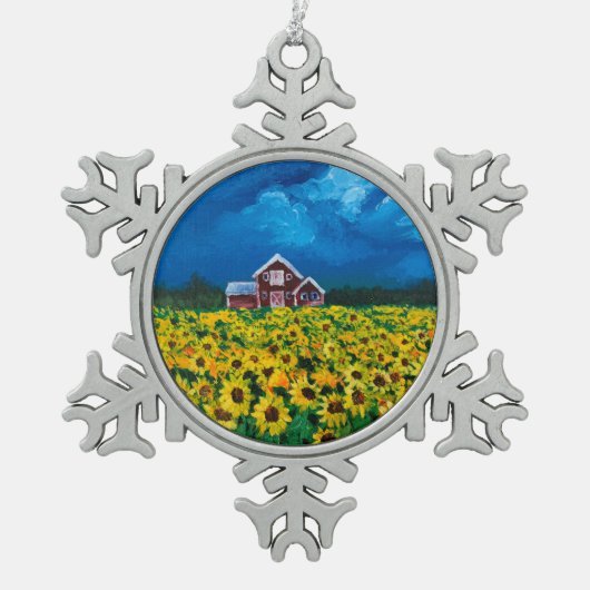 western land - roodbaars zomerzonnebloem tin sneeuwvlok ornament (Voorkant)