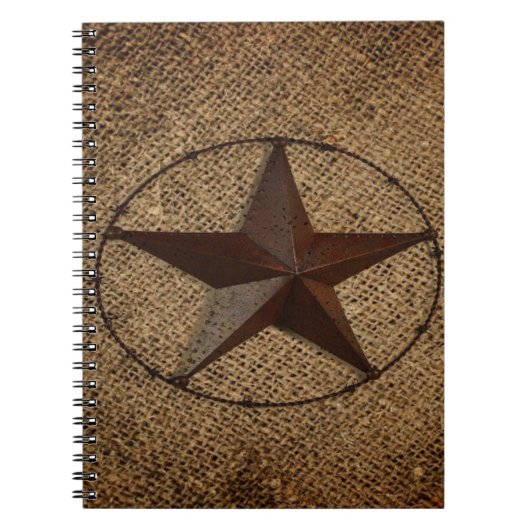 Western land rustieke burlap primitieve texasstar notitieboek (Voorkant)