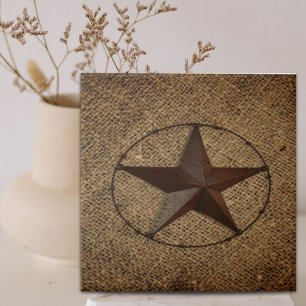 Western land rustieke burlap primitieve texasstar tegeltje