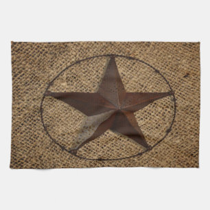 Western land rustieke burlap primitieve texasstar theedoek