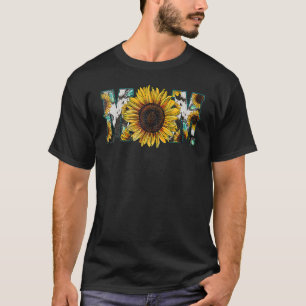 Western Land Texas Moeder Koeienhuid Zonnebloem Mo T-shirt