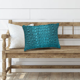 Western Land turquoise blauw Alligator Leder Decoratief Kussen