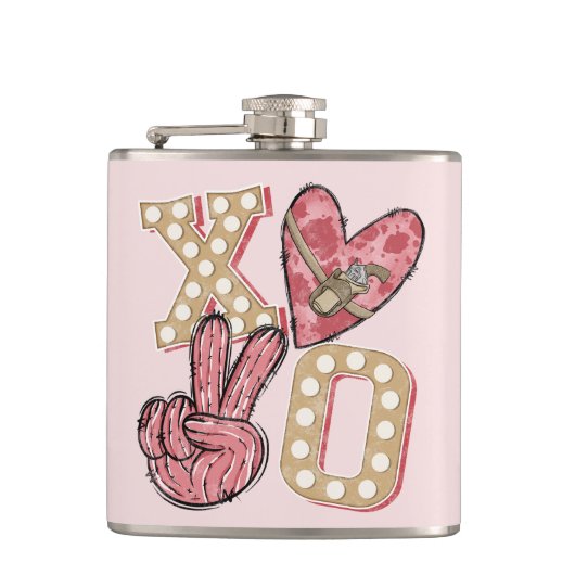Western land Xoxo | Hugs en Kisses Heupfles (Voorkant)
