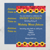 Western Land Zonnebloemen Denim Bandana Party Kaart (Voorkant / Achterkant)