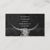 Western land, zwart en witte kowboy, schedel visitekaartje (Achterkant)