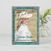 Western Leathe Cowgirl Photo Graduation Invitation (Debout devant)