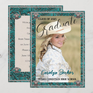 Western Leathe Cowgirl Photo Graduation Invitation