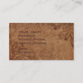 Western leder met ingegraveerde Floral Visitekaartje (Achterkant)