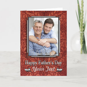 Western Lederen Zilver Vaderdag Custom Foto Kaart