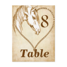 Western Mariage Cartes de table numéros Carte post