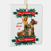 Western meisje met prettige kerst keramisch ornament (Rechts)