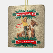 Western  meisje met vrolijk kerstfeest 2 keramisch ornament (Links)