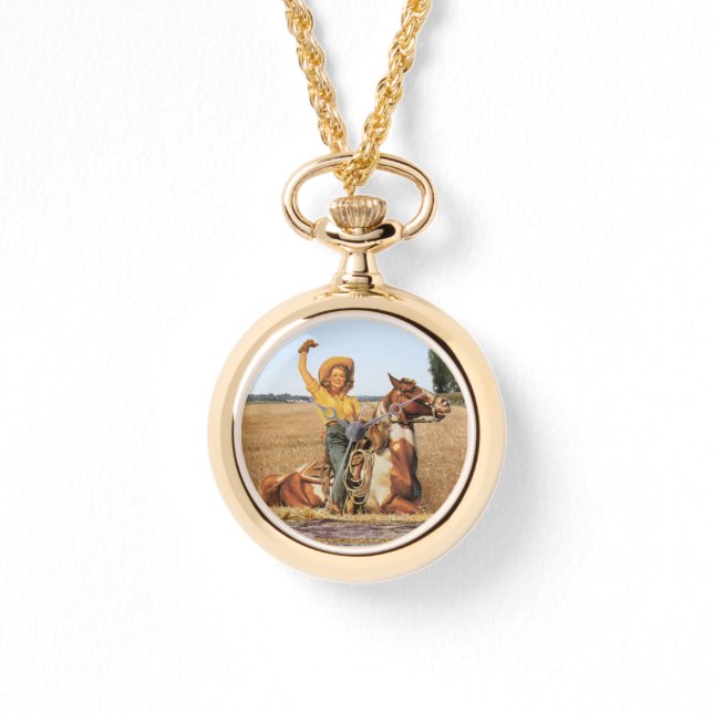  Western meisje op paarden Horloge (Voorkant)