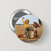  Western meisje op paarden Ronde Button 5,7 Cm (Voorkant /achterkant)