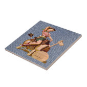  Western meisje op paarden Tegeltje (Zijkant)