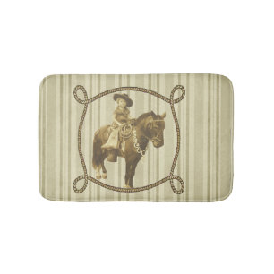 Western  meisje op paardenbont badmat