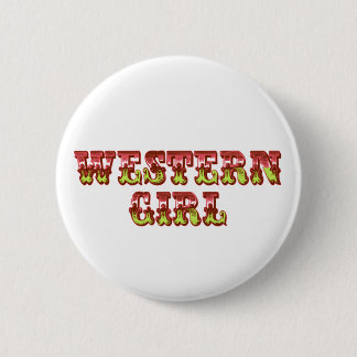 Western meisje Roze en Groen Wilde Westen Ronde Button 5,7 Cm