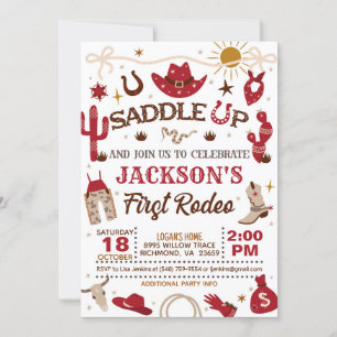 Western Mijn eerste Rodeo Verjaardag (rood) Kaart
