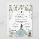 Western Mint Green Horse Charra Quinceañera Kaart (Voorkant)