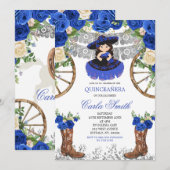 Western Navy Blue en Silver Charra 15 Anos Kaart (Voorkant / Achterkant)